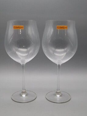 2 Nachtmann Vivendi Crystal Burgundy Red Wine Glasses Tulip Flared Germany 10"